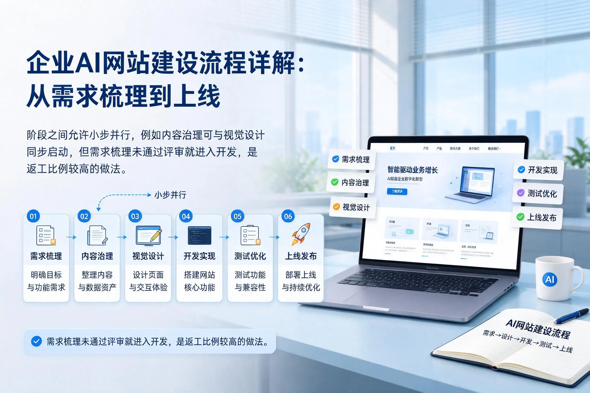 那曲企业AI网站建设流程详解:从需求梳理到上线