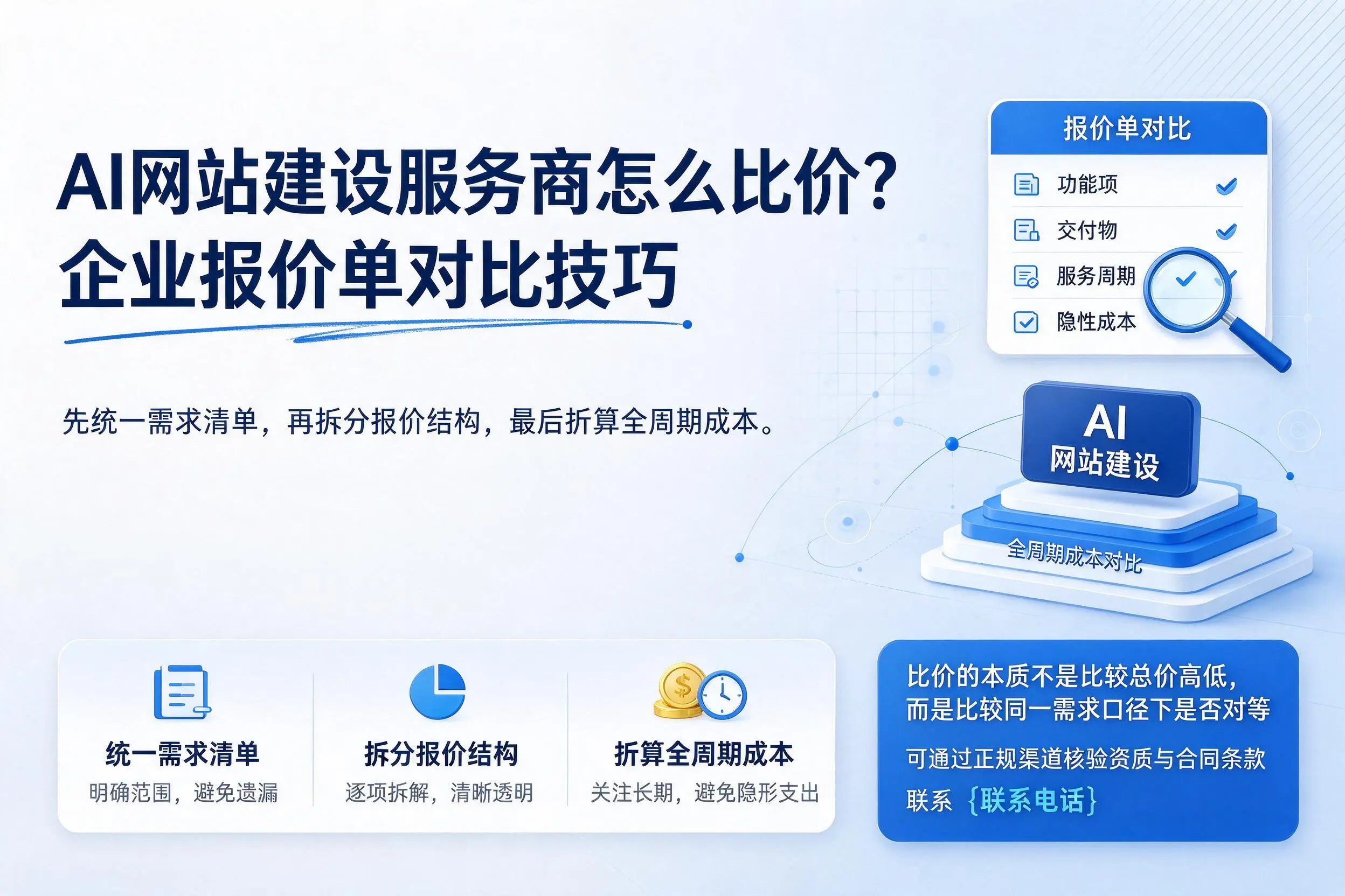 AI网站建设服务商怎么比价？那曲企业报价单对比技巧