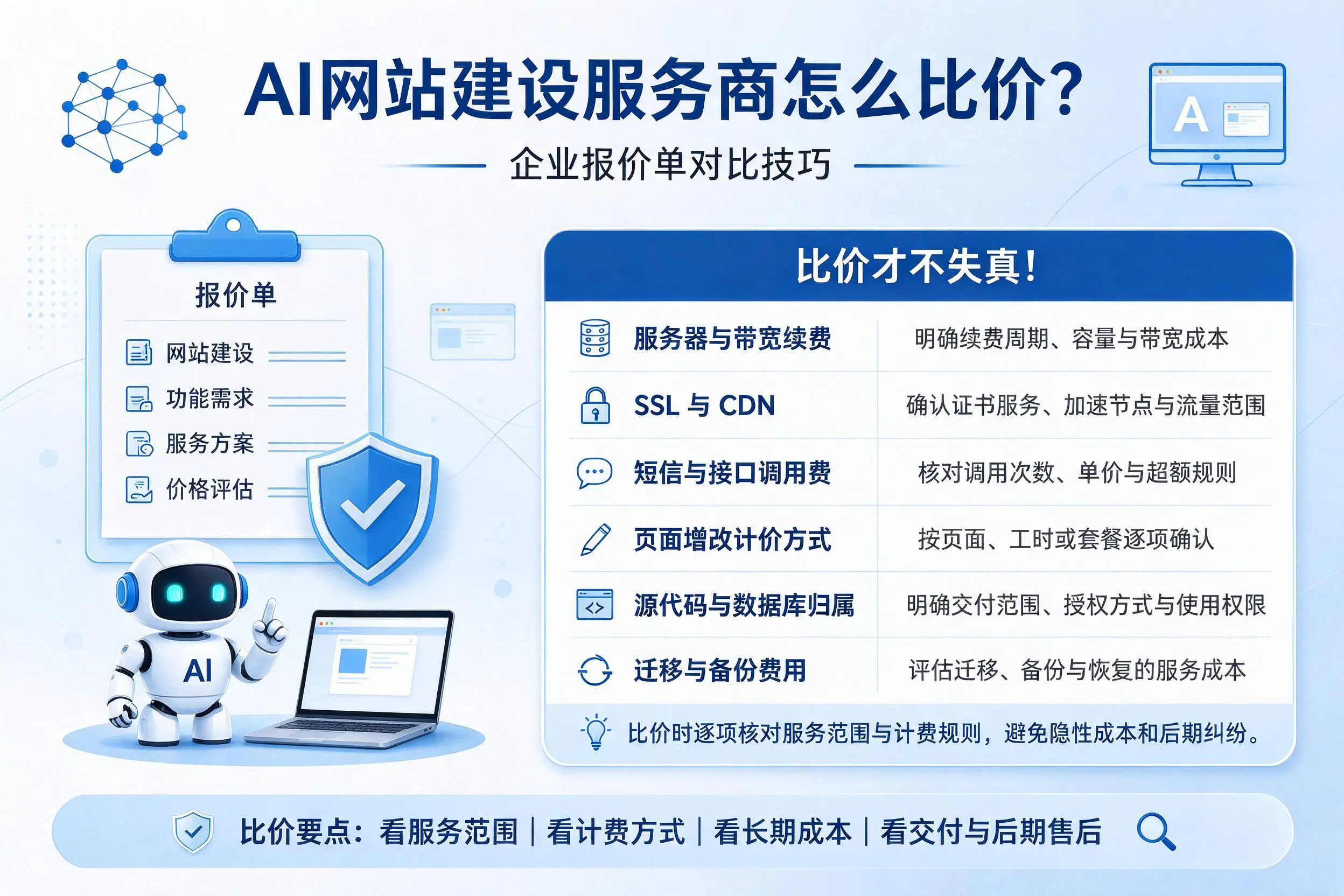 AI网站建设服务商怎么比价？那曲企业报价单对比技巧